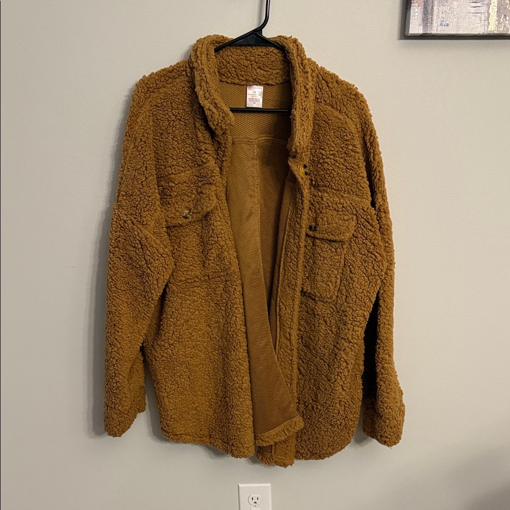 No Boundaries Tan Sherpa Jacket